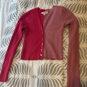 Steve Madden Two-Tone Ribbed Cardigan